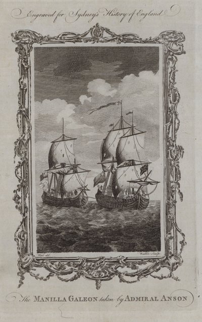 De Manilla Galeon Gevangen door Admiraal Anson door Samuel (after) Wale