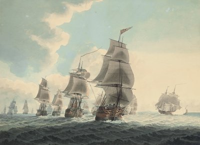 Een squadron van de Koninklijke Marine dat door het Kanaal vaart door Samuel (attr. to) Atkins