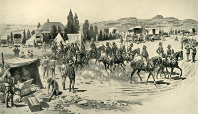 Lord Roberts en Staf Vertrekken voor een Verkenning vanaf Hoofdkwartier in Smaldeel, 1901 door Samuel Begg