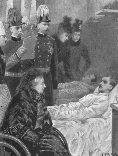 Koningin Victoria bezoekt soldaten gewond in de Indiase grenscampagnes, 1898 door Samuel Begg