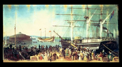 De Baai en Haven van New York door Samuel Bell Waugh