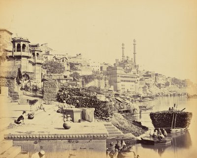 Benares; De Grote Moskee van Arungzebe, en aangrenzende Ghats door Samuel Bourne