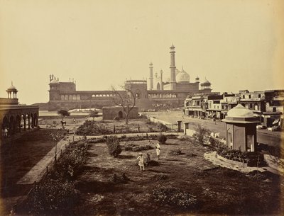 Delhi; De Jumma Musjid, vanuit het noorden door Samuel Bourne