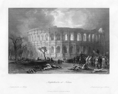 Amfitheater in Nîmes, Frankrijk, 19e eeuw door Samuel Bradshaw