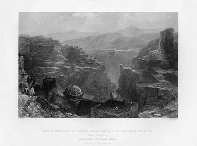 Het Klooster van Santa Saba Mar Saba, Israël, 1841 door Samuel Bradshaw