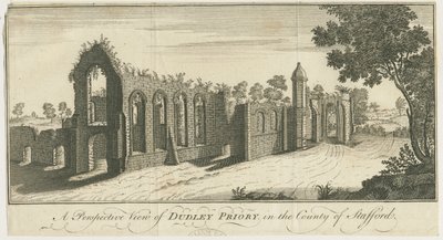 Dudley Priory: gravure door Samuel Buck