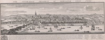 Z.O. uitzicht op Newcastle door Samuel Buck