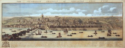 Het zuidoostelijke uitzicht van Newcastle Upon Tyne door Samuel Buck