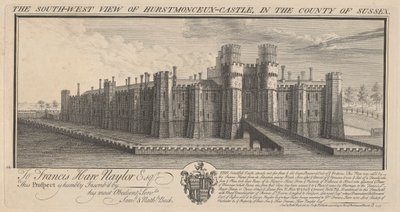 Het Zuidwestelijke Uitzicht op Hertsmonceux Kasteel in het Graafschap Sussex door Samuel Buck