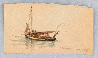Boten bij Étretat door Samuel Colman