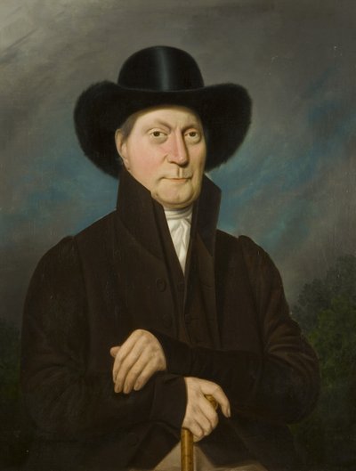 Portret van een man met een beverhoed door Samuel Colman