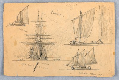 Schetsen van Schepen, Venetië, Italië door Samuel Colman