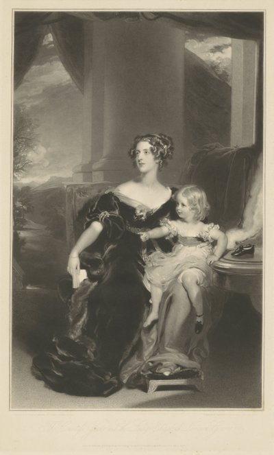 Portret van Harriet, Gravin Gower, en haar dochter door Samuel Cousins