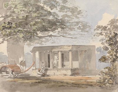 Een Europese heer die een bungalow in India binnengaat door Samuel Davis