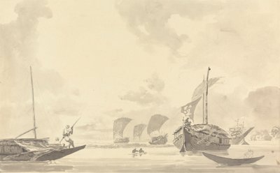 Boten op de Hooghly-rivier door Samuel Davis