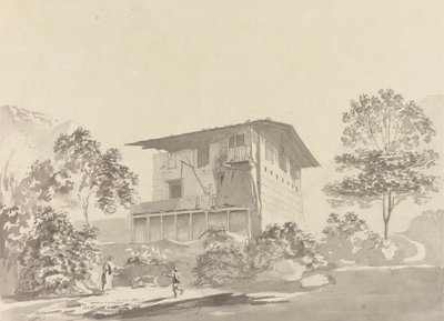 In het dorp nabij Tassisudon [Tashicho Dzong] door Samuel Davis