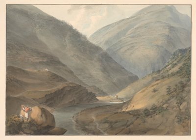 Bergachtig landschap met rivier door Samuel Davis