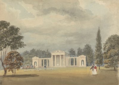 Parochiekerk, voor- en gedeeltelijk rechteraanzicht, Ayot St. Lawrence, Hertfordshire door Samuel Davis
