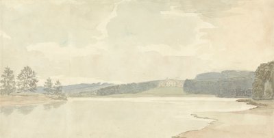 Rivierscène met een landhuis in de verte door Samuel Davis