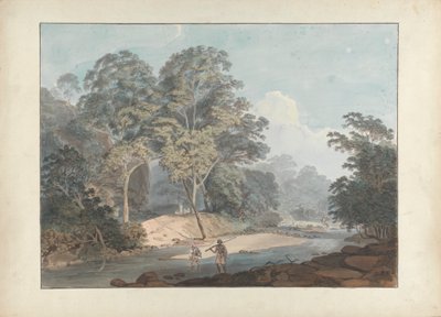 Rotsachtige rivier scène met sepoys door Samuel Davis