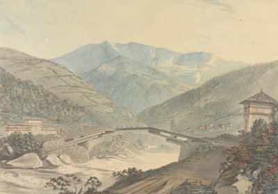 Uitzicht nabij Tassisudon [Tashicho Dzong] in Bhutan door Samuel Davis