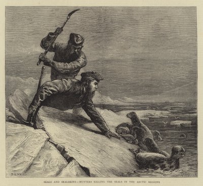 Zeehonden en Zeehondenhuiden, Jagers die de Zeehonden doden in de Arctische Gebieden door Samuel Edmund Waller