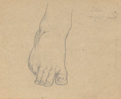 Studie voor het Oordeel van Jupiter (Idas, rechtervoet) door Samuel Finley Breese Morse