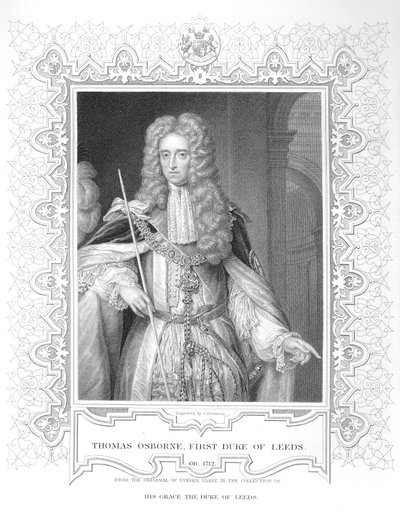 Portret van Thomas Osborne, gravure door Samuel Freeman