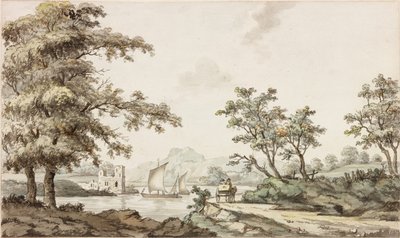 Een Rivier met Zeilboten en een Paard en Kar door Samuel Henry Alken