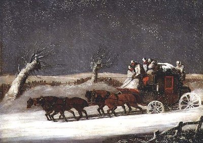 Postkoets in een Sneeuwstorm door Samuel Henry Alken