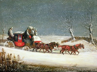 De Koninklijke Post in diepe sneeuw door Samuel Henry Alken