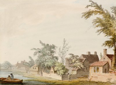 Een Dorp bij een Meer door Samuel Hieronymous Grimm