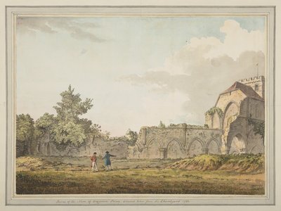 Ruïnes van het schip van de Boxgrove priorijkerk genomen vanuit het Kerkhof door Samuel Hieronymous Grimm