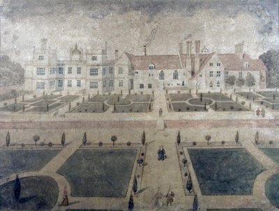 Welbeck Abbey, vanaf de zuidwestelijke voorkant, ca. 1780 door Samuel Hieronymous Grimm