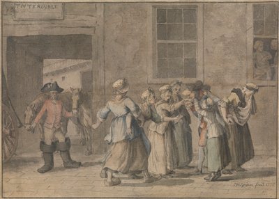 Vertrek uit een Franse herberg: Een illustratie voor Sterne