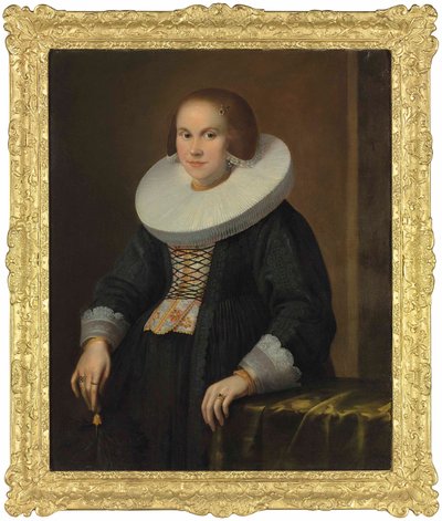 Portret van een jonge dame, halflang, met een veer, ca. 1636 door Samuel Hofmann