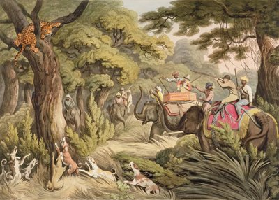 Een Luipaard Schieten, uit Oriental Field Sports, uitgegeven door Edward Orme, 1807 door Samuel Howett