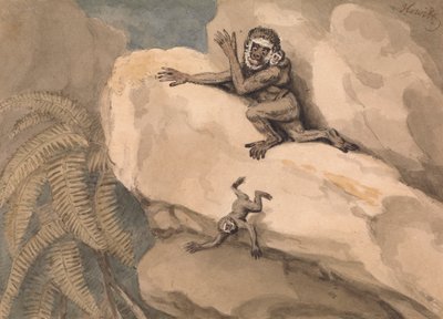 Een aap en jong door Samuel Howitt