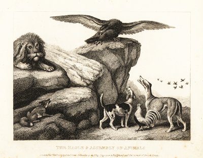 Jupiters vogel waarschuwt een vergadering van dieren. 1811 door Samuel Howitt