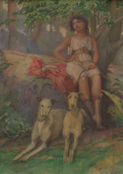 Figuur met Twee Honden door Samuel Isham