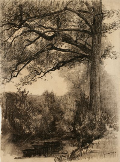 Landschap met grote boom, 1884 door Samuel Isham
