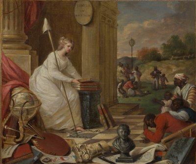 Studie voor Vrijheid die de Kunsten en Wetenschappen toont, of Het Genie van Amerika door Samuel Jennings