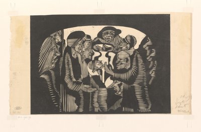 Groep figuren in een boog door Samuel Jessurun de Mesquita (signed by artist)