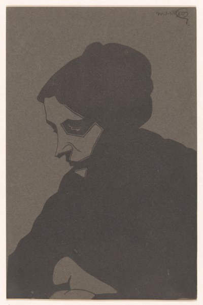 Vrouw in driekwart aanzicht naar links, met slagschaduw door Samuel Jessurun de Mesquita (signed by artist)