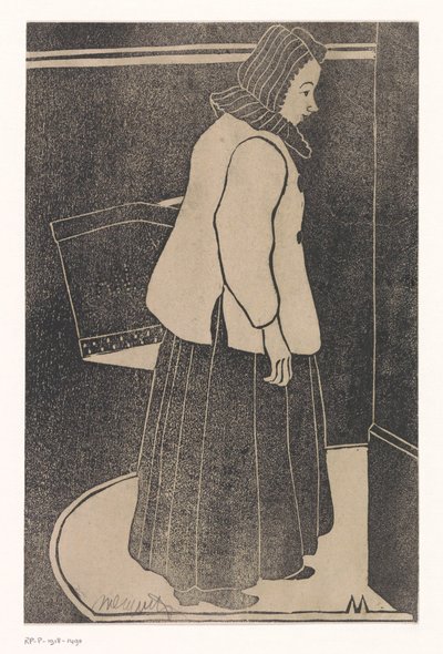 Vrouw met doos of mand door Samuel Jessurun de Mesquita (signed by artist)
