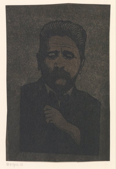 Zelfportret (met slagschaduw) door Samuel Jessurun de Mesquita (signed by artist)