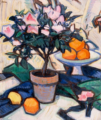 Roze Azalea en Sinaasappels, c.1913 door Samuel John Peploe