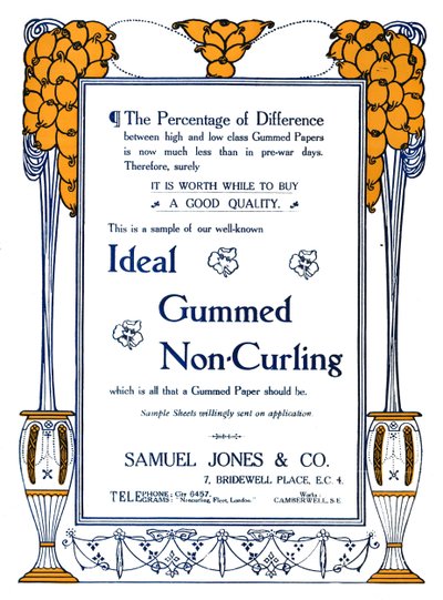 Samuel Jones & Co. - Ideale Gommen Niet-Krullende Advertentie, 1919 door Samuel Jones