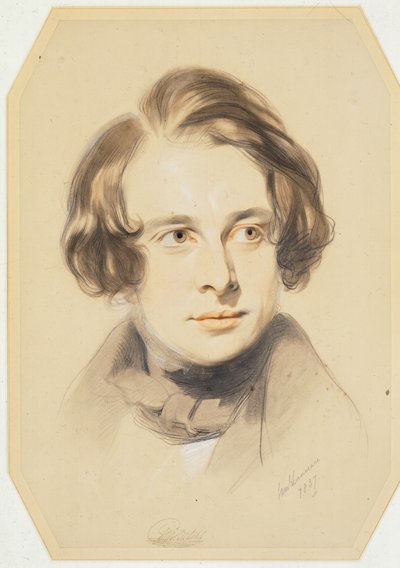 Vroeg portret van Charles Dickens, 1837 door Samuel Laurence