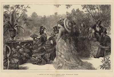 Een schets op het tuinfeest van Hare Majesteit, Buckingham Palace door Samuel Luke Fildes